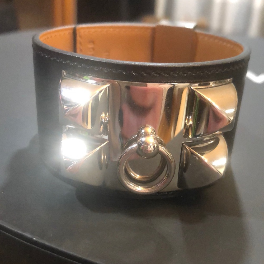 HERMES thick bracelet LG Black excellent condition